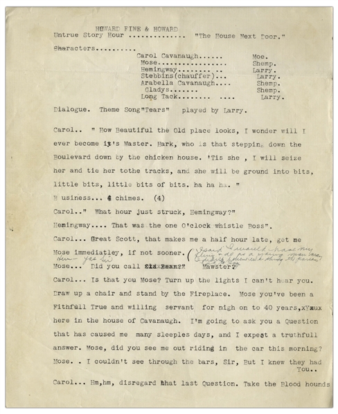Moe Howard's Script From the Early 1930s for the Howard, Fine & Howard Theatrical Show -- With Annotations in Moe's Hand
